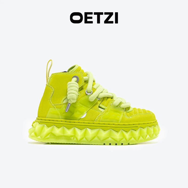OETZI冰人奥兹丑萌鞋新款厚底低帮鞋休闲鞋小众绿色绿色高帮潮流