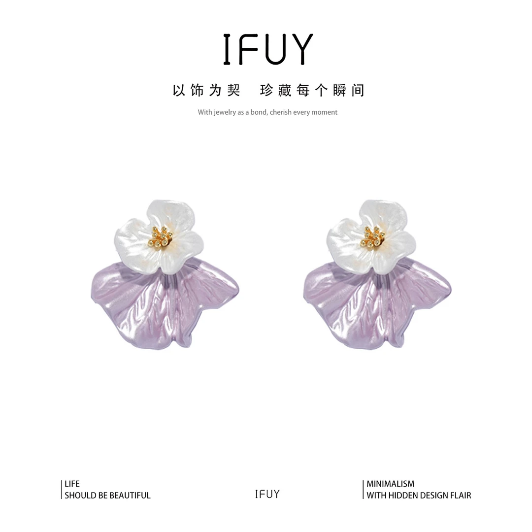 合金耳饰 花朵耳钉一款两戴耳环高级轻奢气质韩版设计小香风耳饰