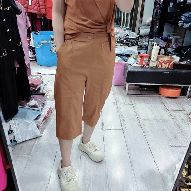 百搭特舒适7分3色松紧腰休闲裤6065品
