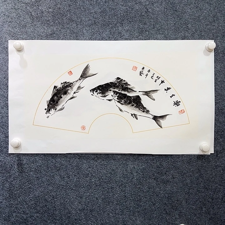 国画知鱼之乐纯手绘