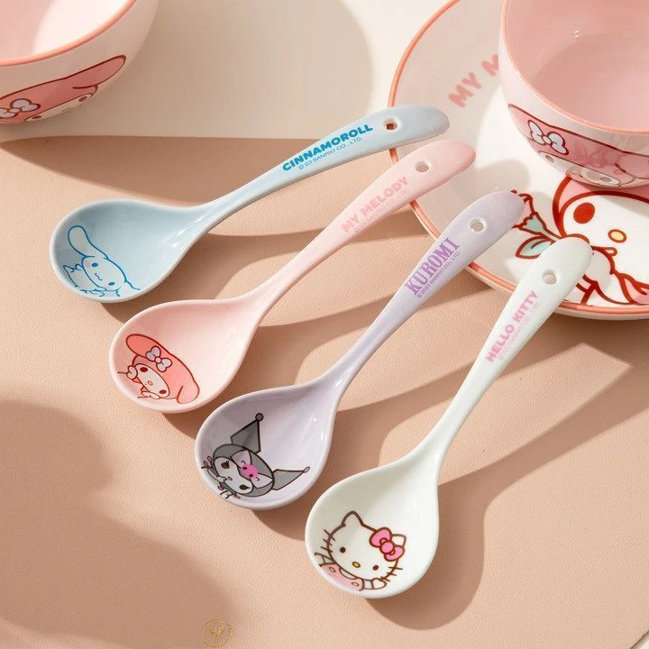 三丽鸥【正品陶瓷勺子】可爱高颜值美乐蒂库洛米凯蒂猫卡通餐具