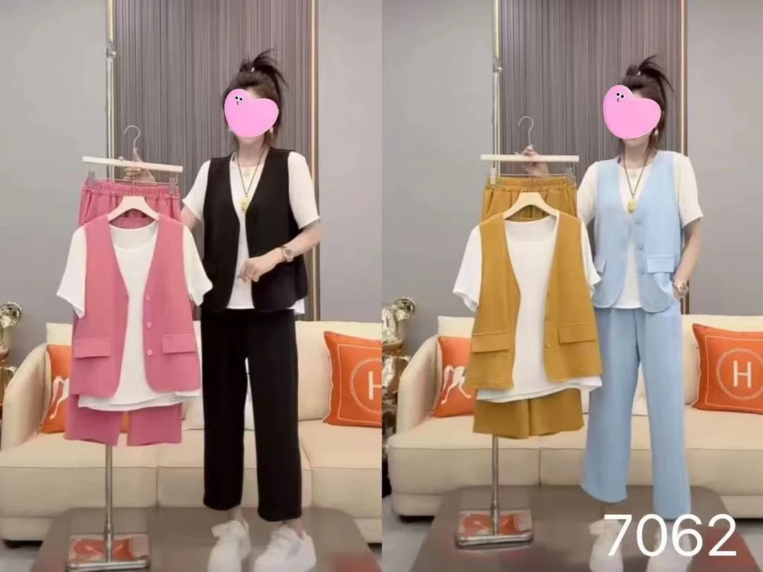 7062三件套时尚洋气遮肉显瘦百搭减龄夏季新款