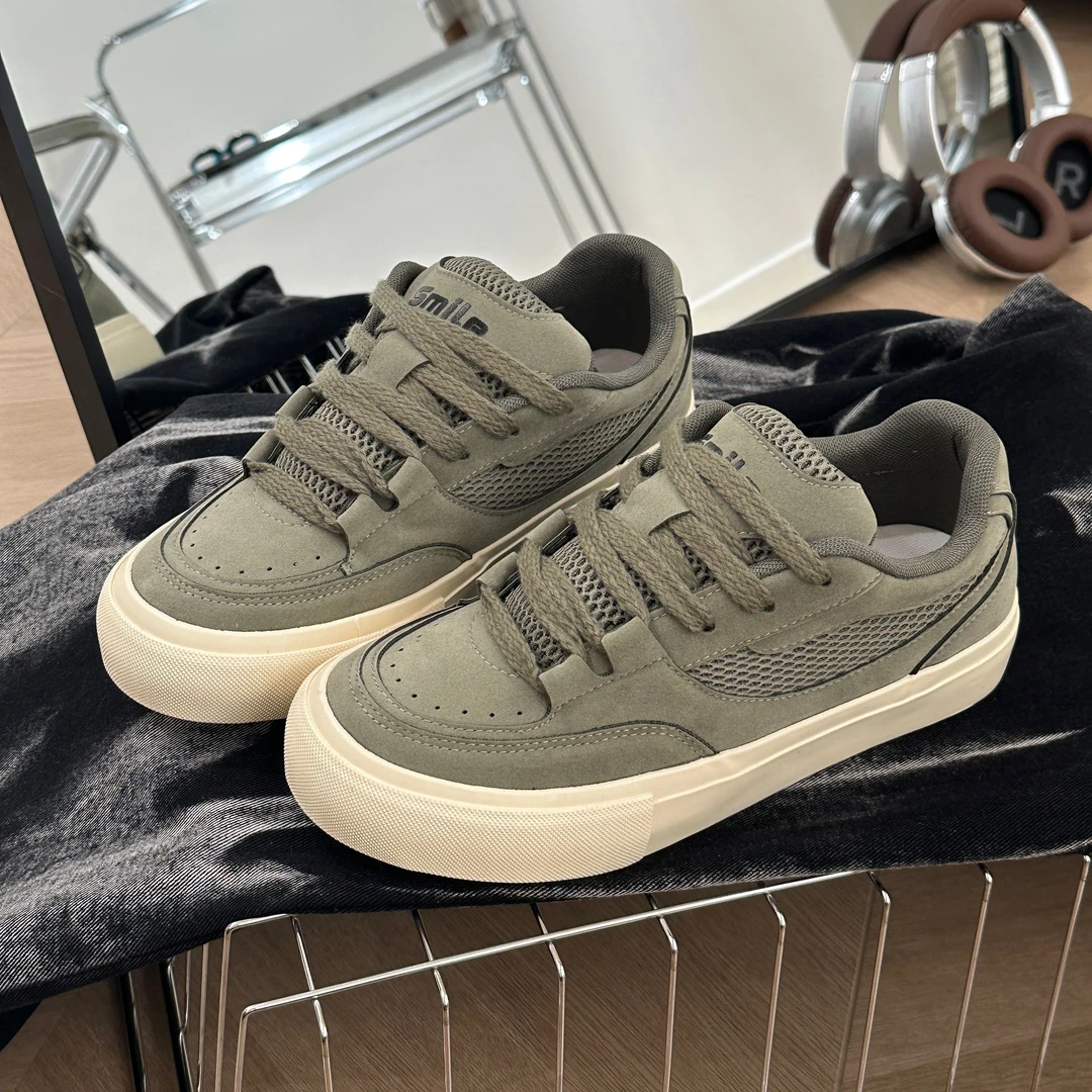 2025新款爆款复古美式男鞋秋季厚底面包板鞋小众百搭运动休闲鞋子