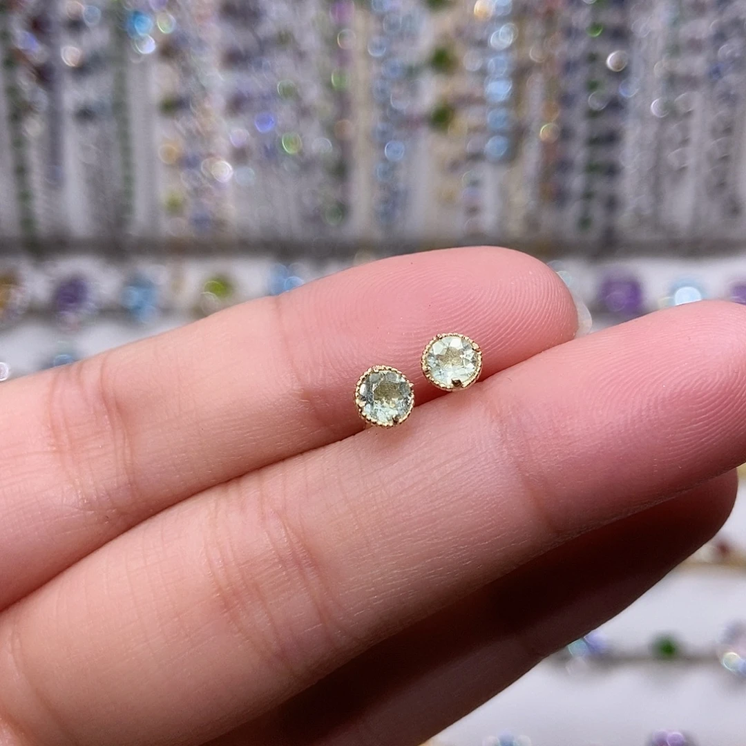 耳饰银S925镶嵌绿色碧玺