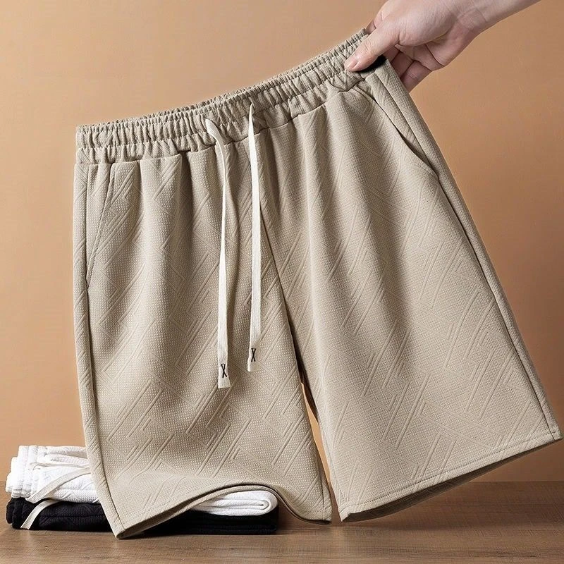 潮流品牌纯色百搭短裤男夏季透气凉感提花中裤男生休闲宽松五分裤