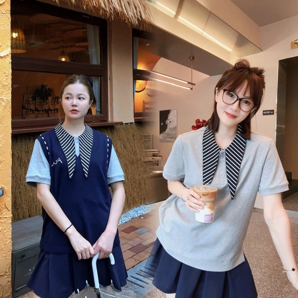 【店铺同款】LIVELY.YAN俪妍 25年秋款T恤#马甲#藏蓝色