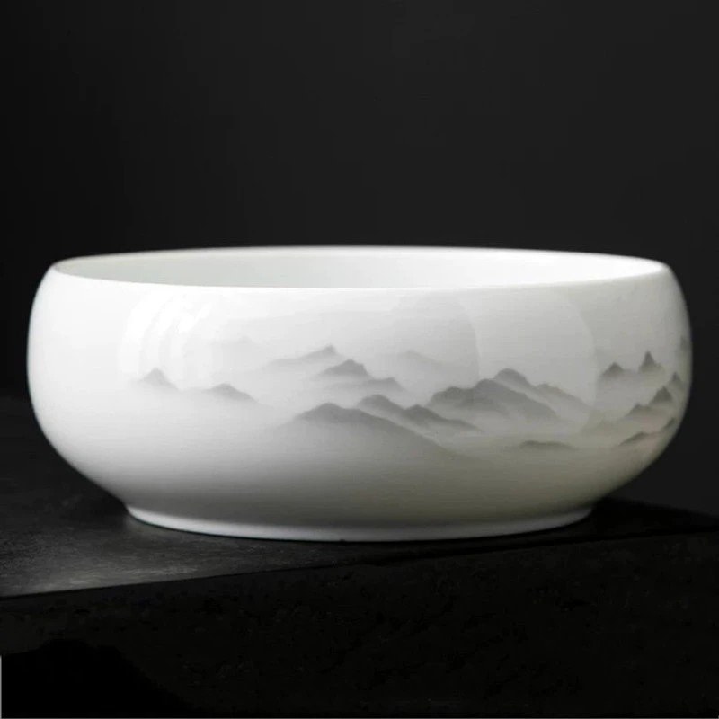 创意大口径水仙花盆陶瓷大号家用无孔铜钱草专用水培一叶莲碗莲盆