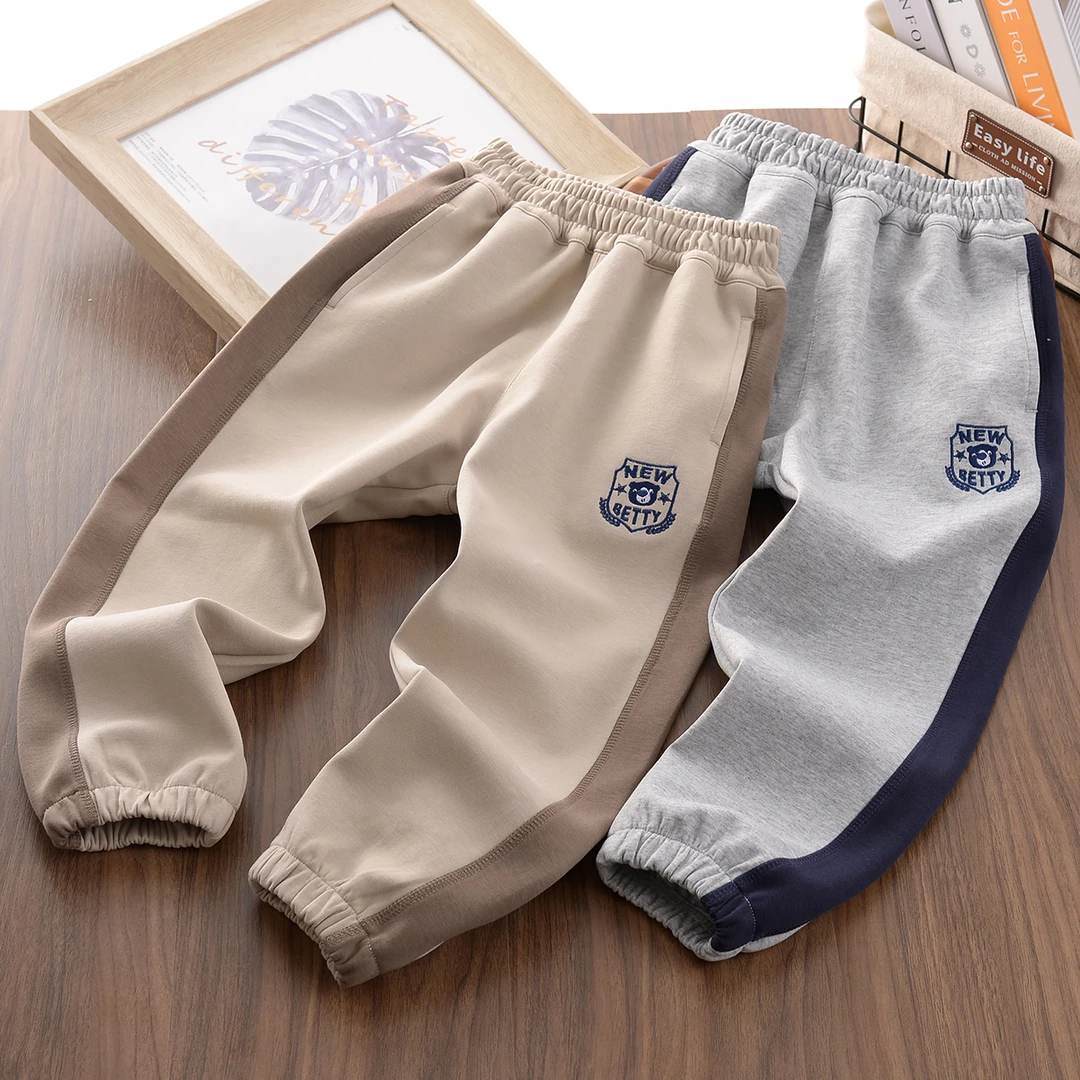 XZ921儿童拼接休闲裤春季新款中大童校服神裤男女童百搭长裤