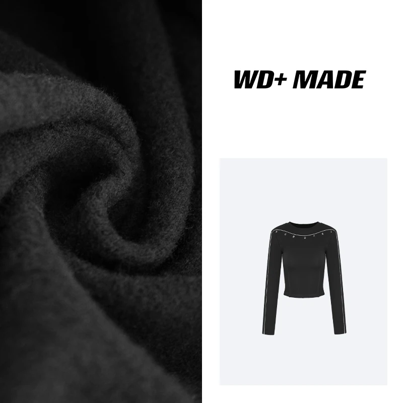 时尚百搭设计师个性小众字母条纹修身显瘦长袖上衣