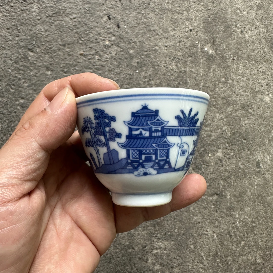 景德镇陶瓷青花梧桐二缸盅小单杯品茗杯