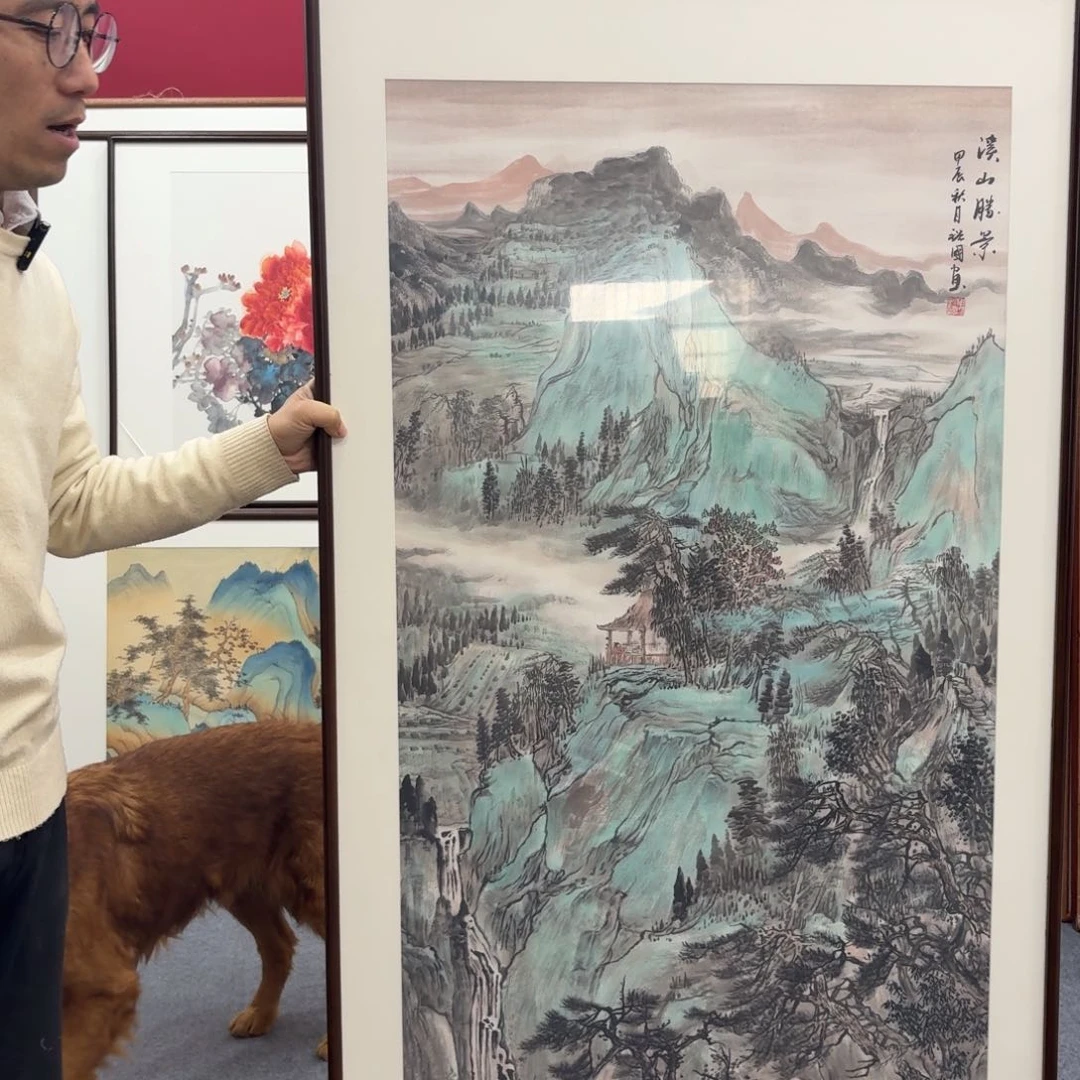 国画手绘作品带框包邮