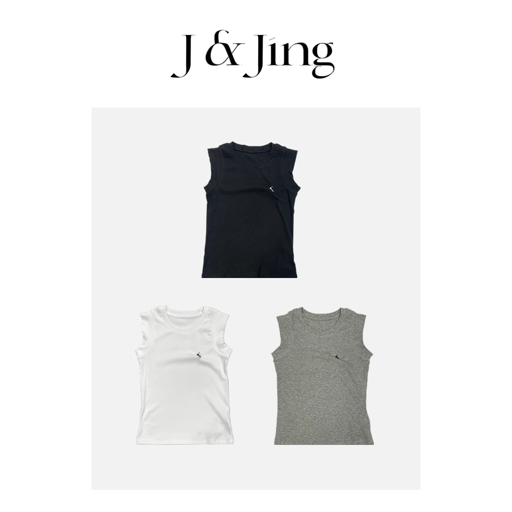 J&Jing-「小马背心-百搭版」-春款上新~百搭刺绣针织背心Y25136