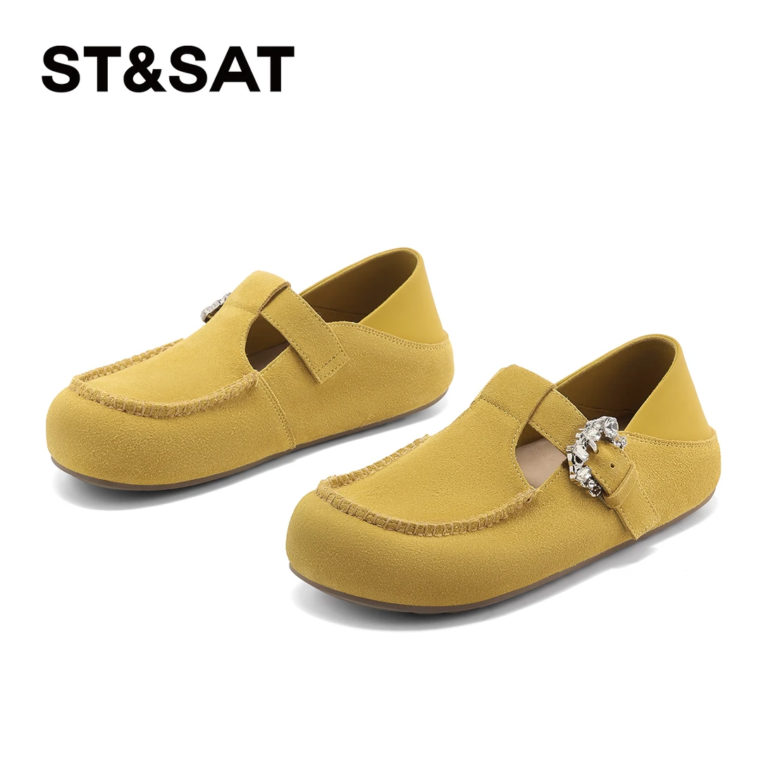 星期六明星同款勃肯鞋女2025新款复古牛皮舒适一脚蹬休闲单鞋平底