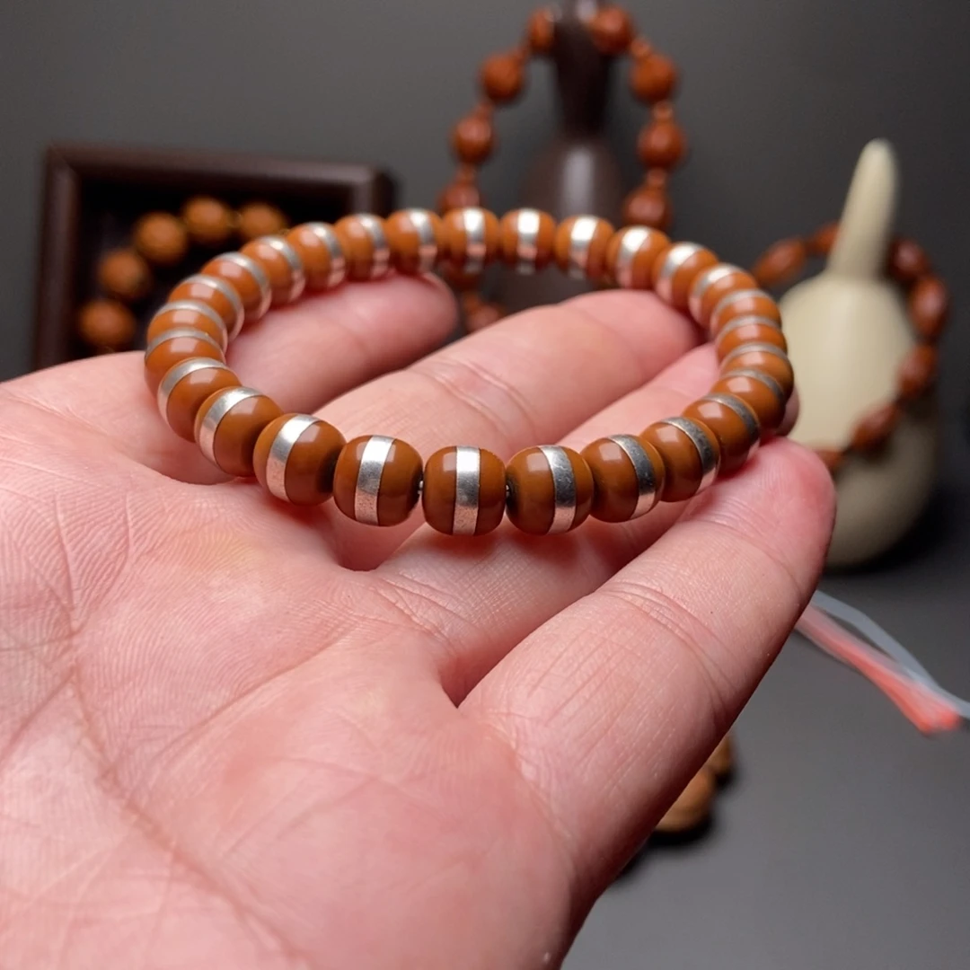 手串/手链橄榄核银核风暴 0.85核尖 苏工 橄榄核