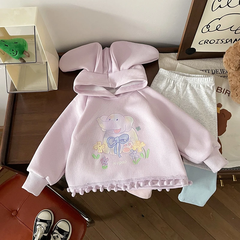 橘止皮 【小象mm】女童卫衣春季新儿童连帽卫衣休闲上衣CY251322