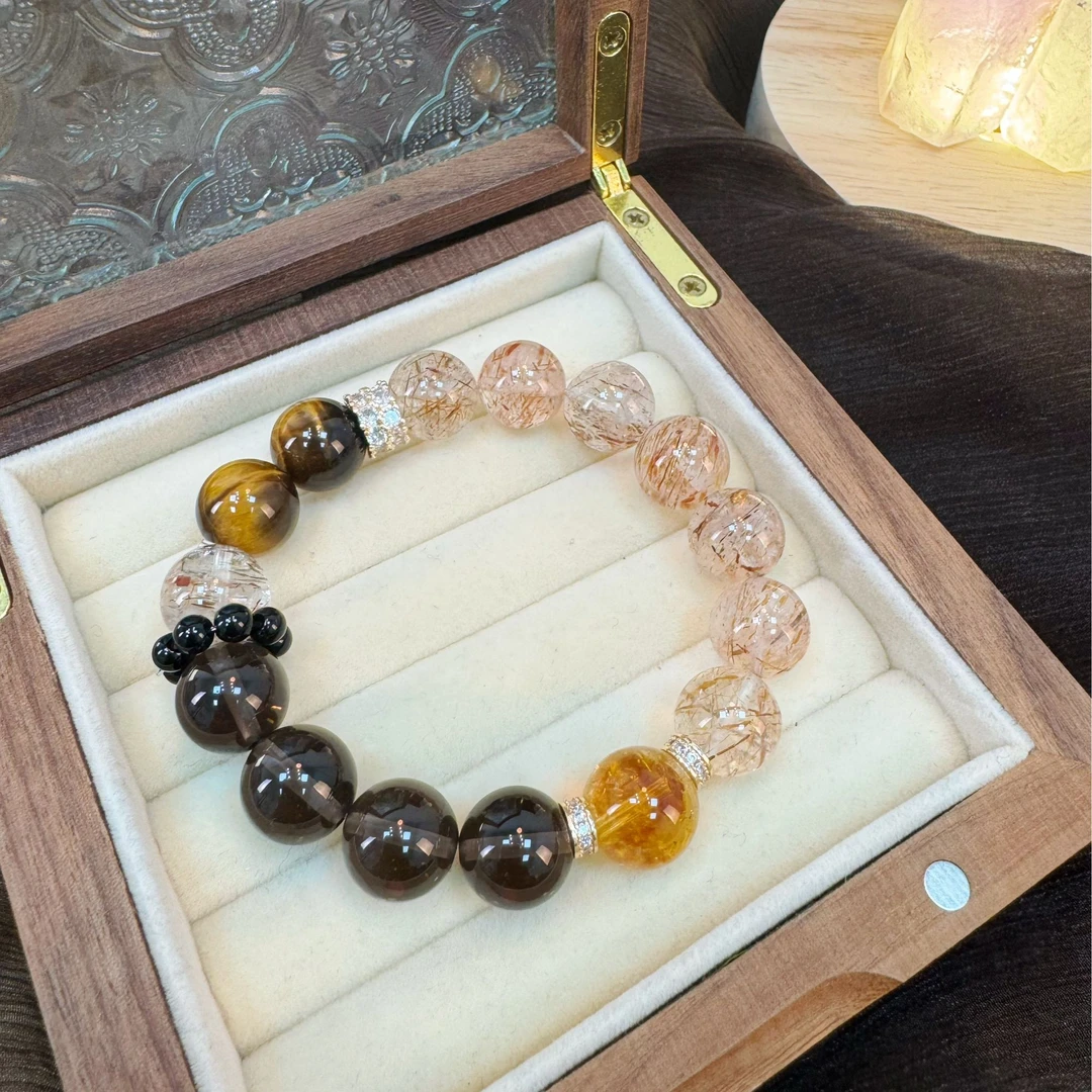 【黑金超七H19】天然水晶手串原创小众设计