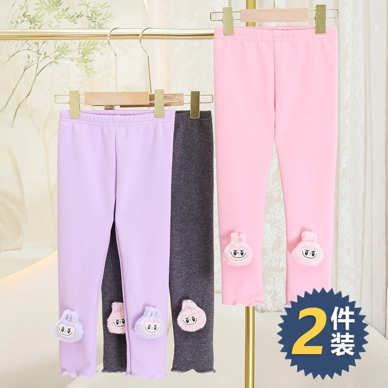 2025女童秋冬季洋气加绒加厚百搭休闲打底裤儿童保暖薄绒高腰长裤