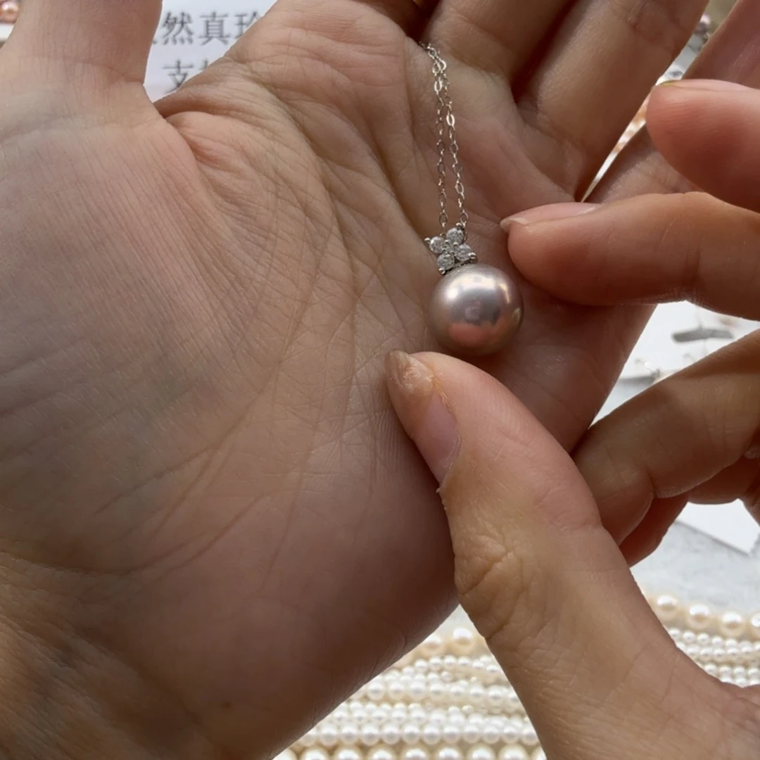 淡水珍珠银S925镶嵌吊坠(赠链)