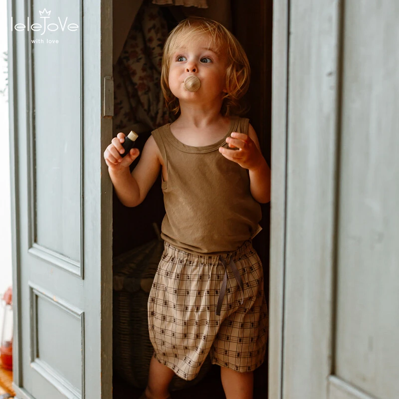 【蝉翼棉】lelejove儿童轻薄背心25夏男女宝纯色工字背心5AU32394