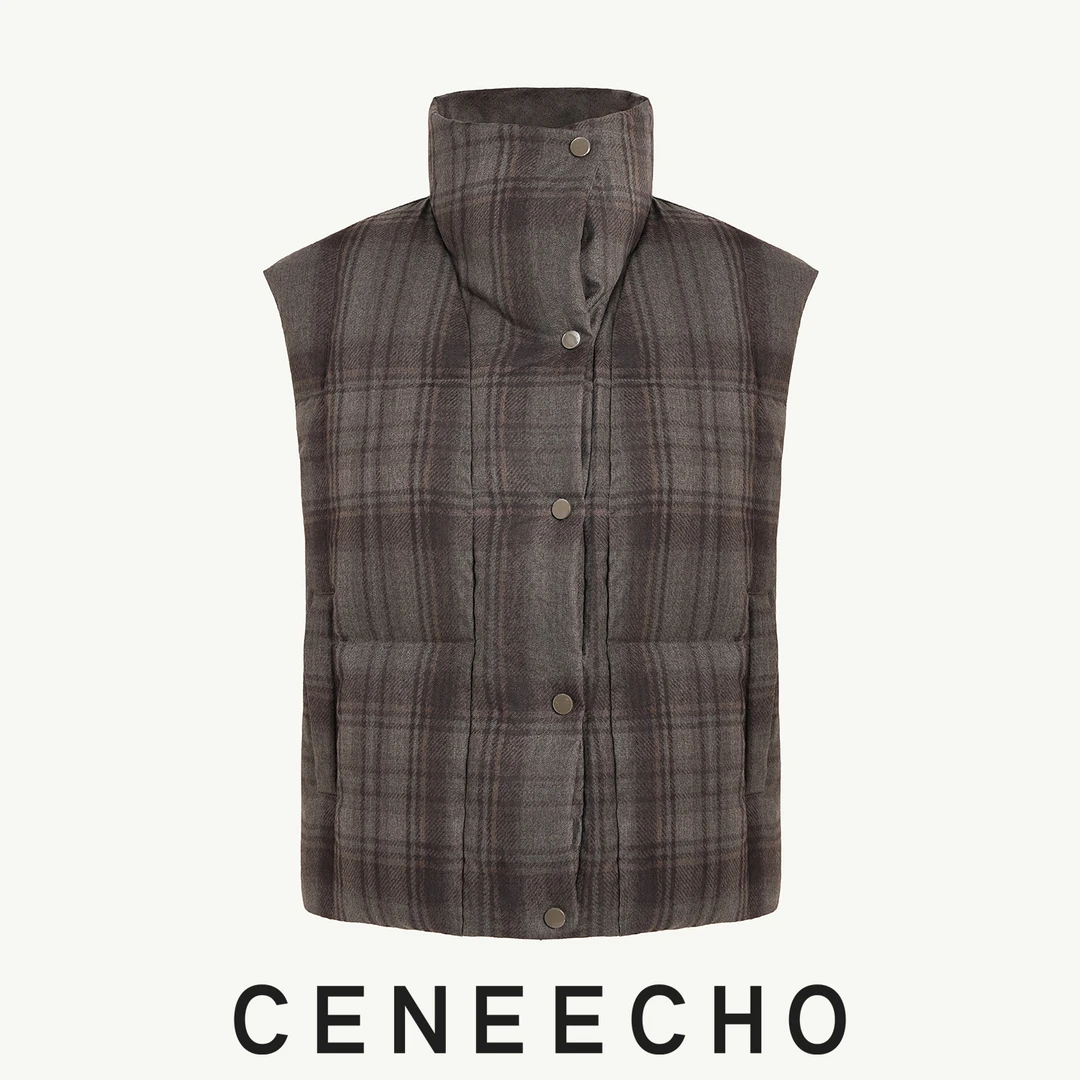 【董生活同款】秋冬标准90白鸭绒立领经典羽绒服马甲女外套454N003