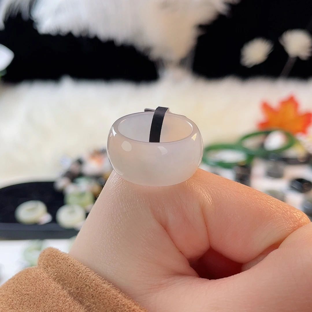 和田玉未镶嵌戒指k17冰晴紫墩墩18.2mm