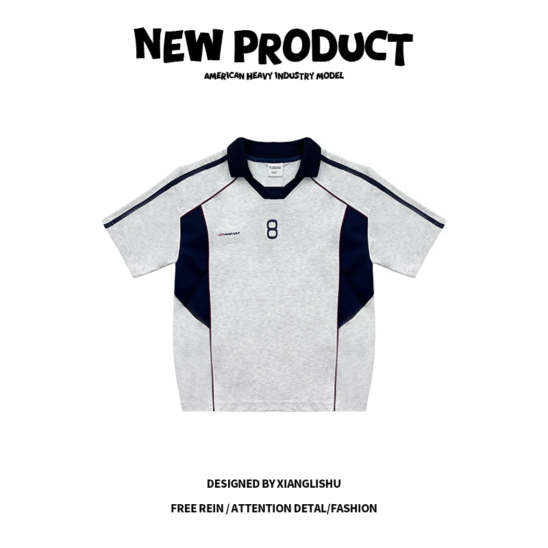 美式潮牌儿童短袖T恤夏季薄款2025新款帅气宽松拼色纯棉男童上衣