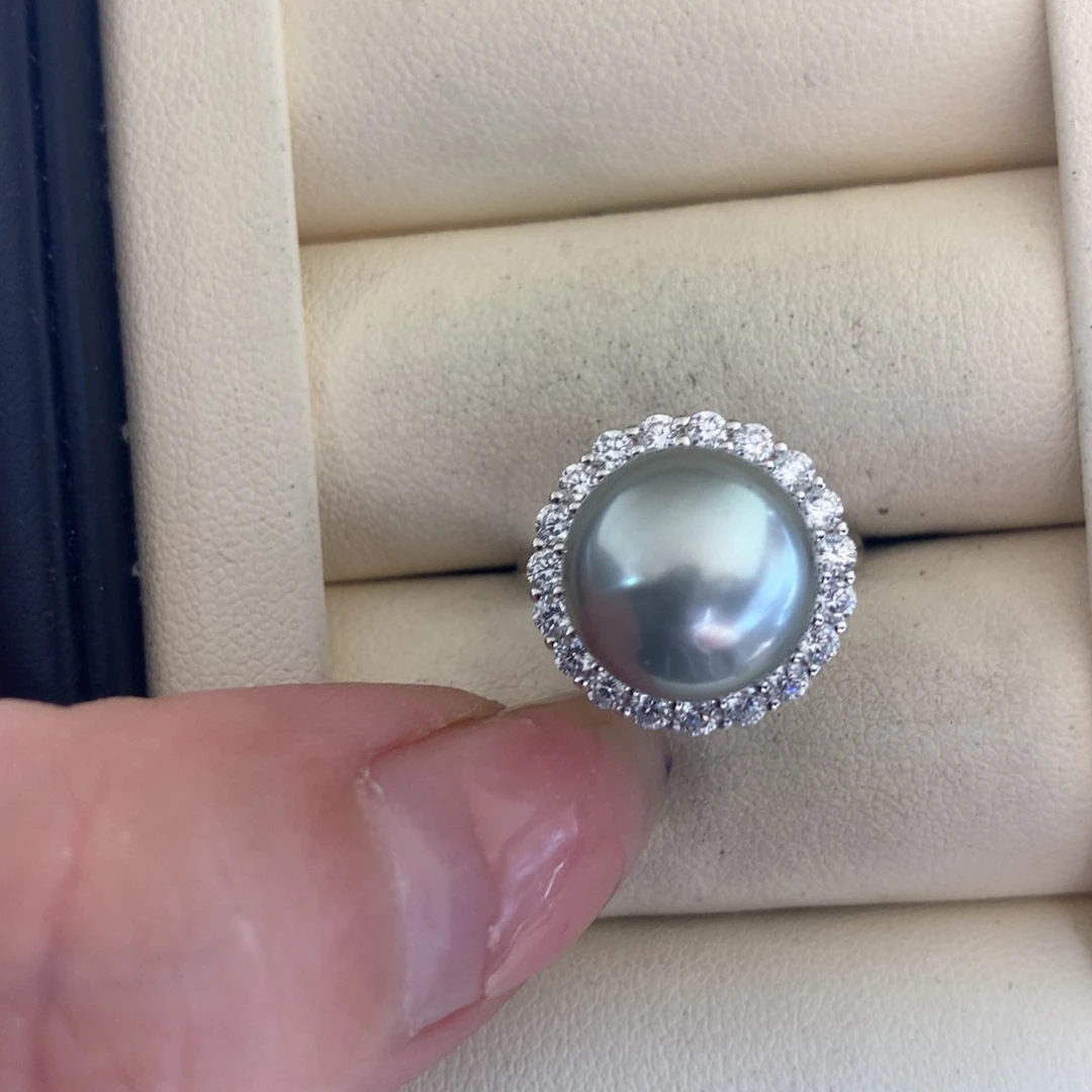 银S925镶嵌海水珍珠戒指