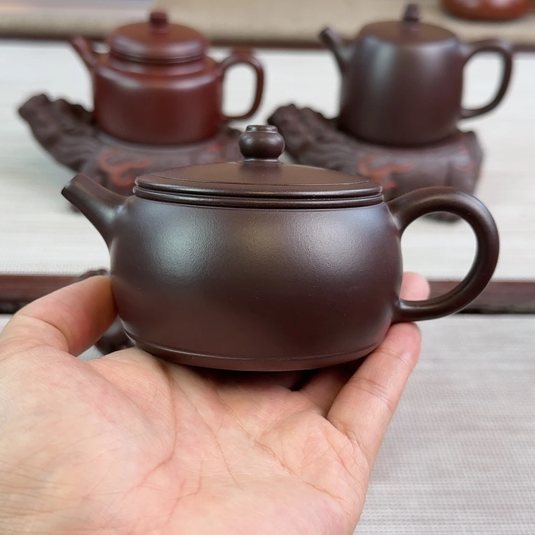 紫砂茶壶220cc老紫泥乐鼓