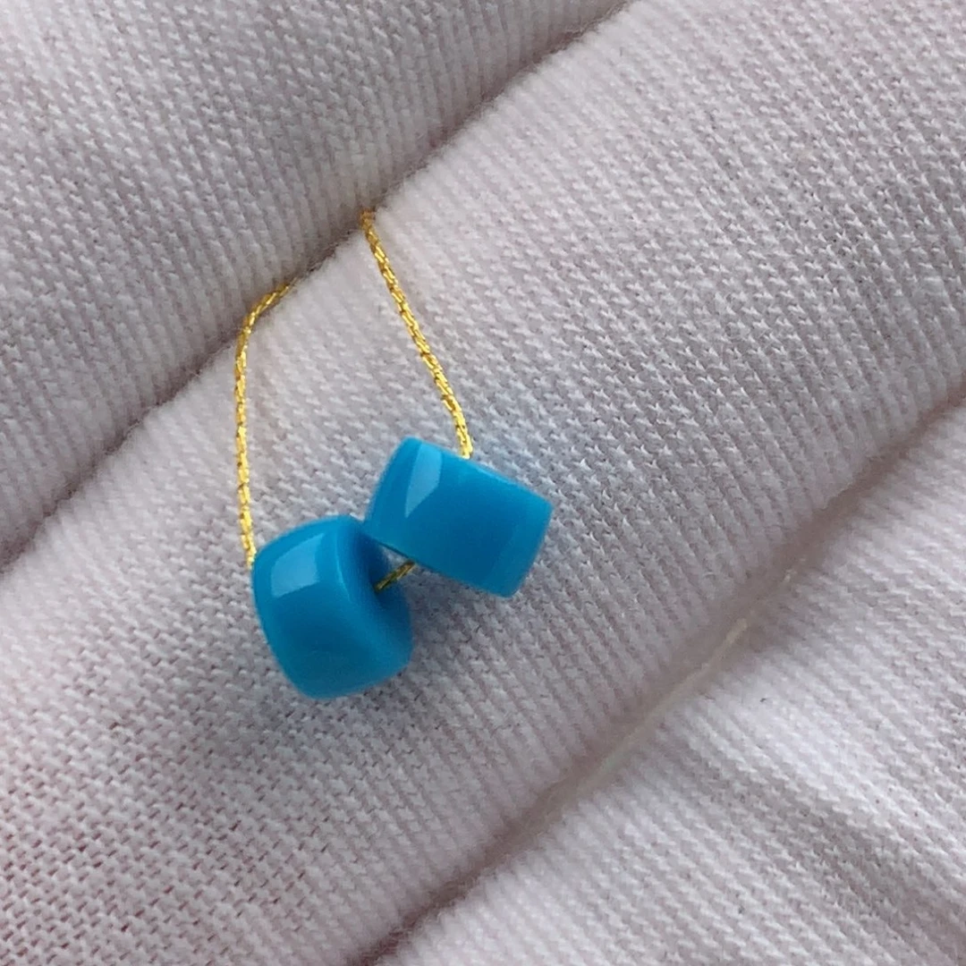 绿松石足金镶嵌配饰直切5.5