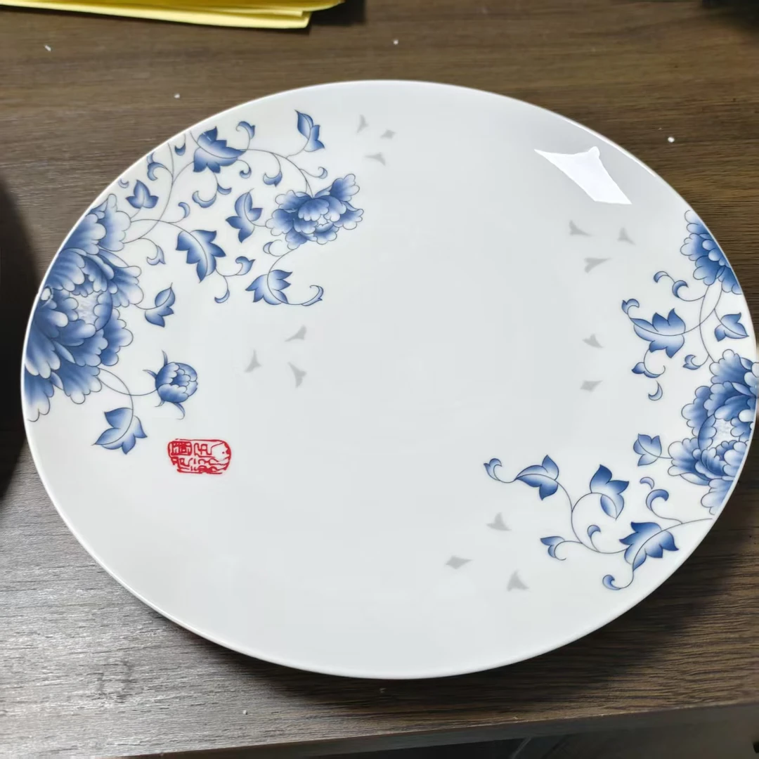 景德镇餐具【微瑕尾货】国色天香10寸月光盘1个装