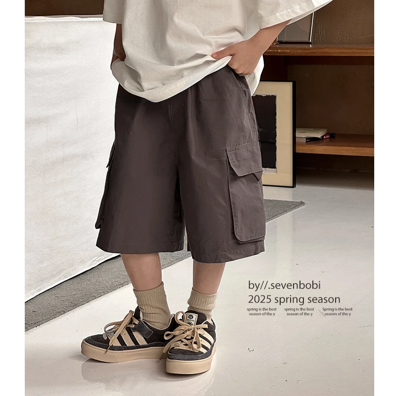 【现货】男童短裤夏季薄款外穿2025工装儿童夏装休闲五分裤中大童