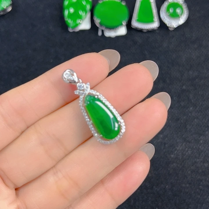 翡翠银S925镶嵌吊坠(不含链)