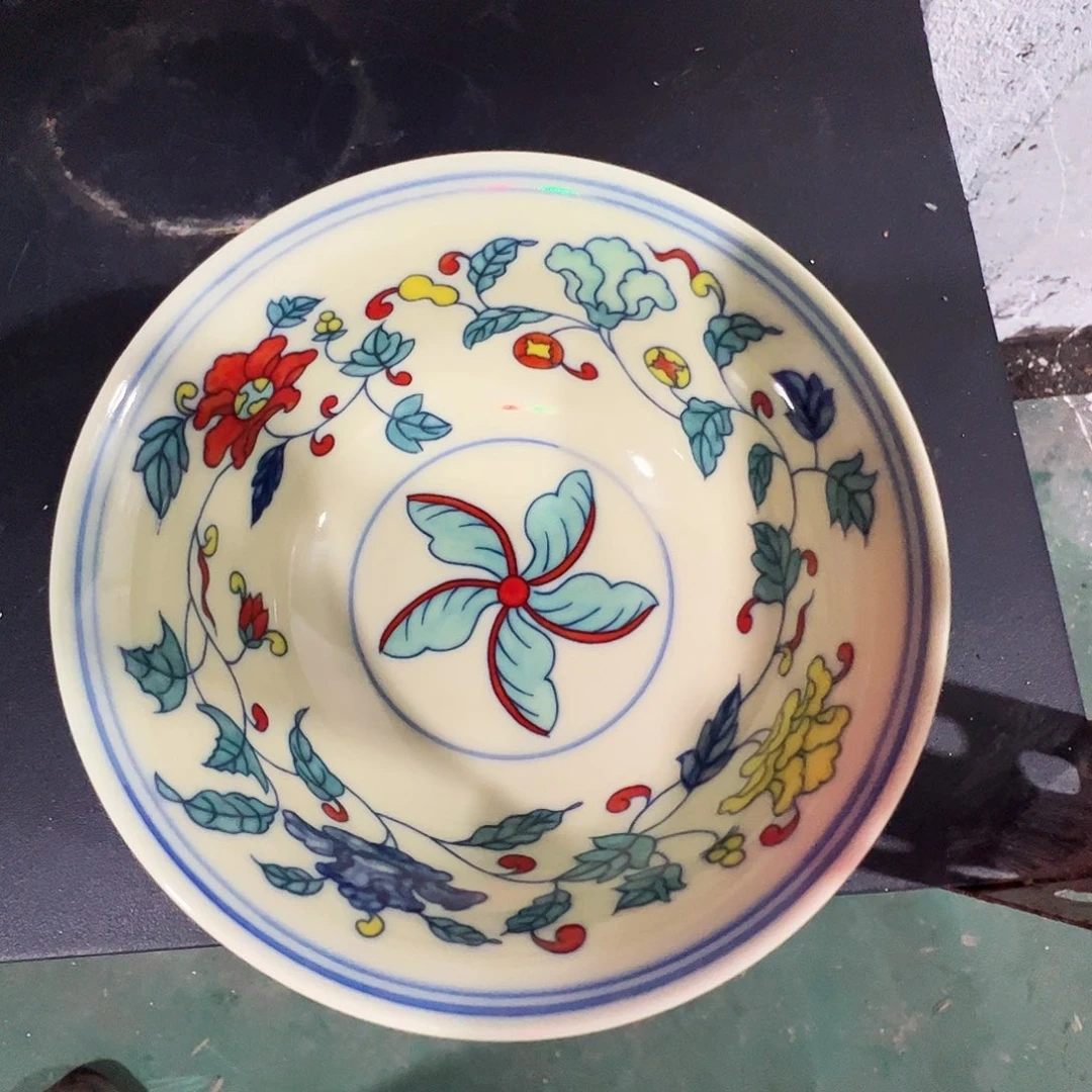 瓷片景德镇陶瓷黄嘟嘟秋葵米饭碗一只