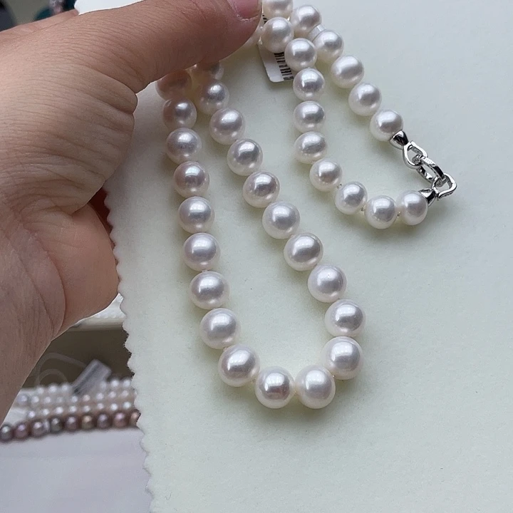 淡水珍珠颈饰银S925镶嵌卡10➕高品极光白