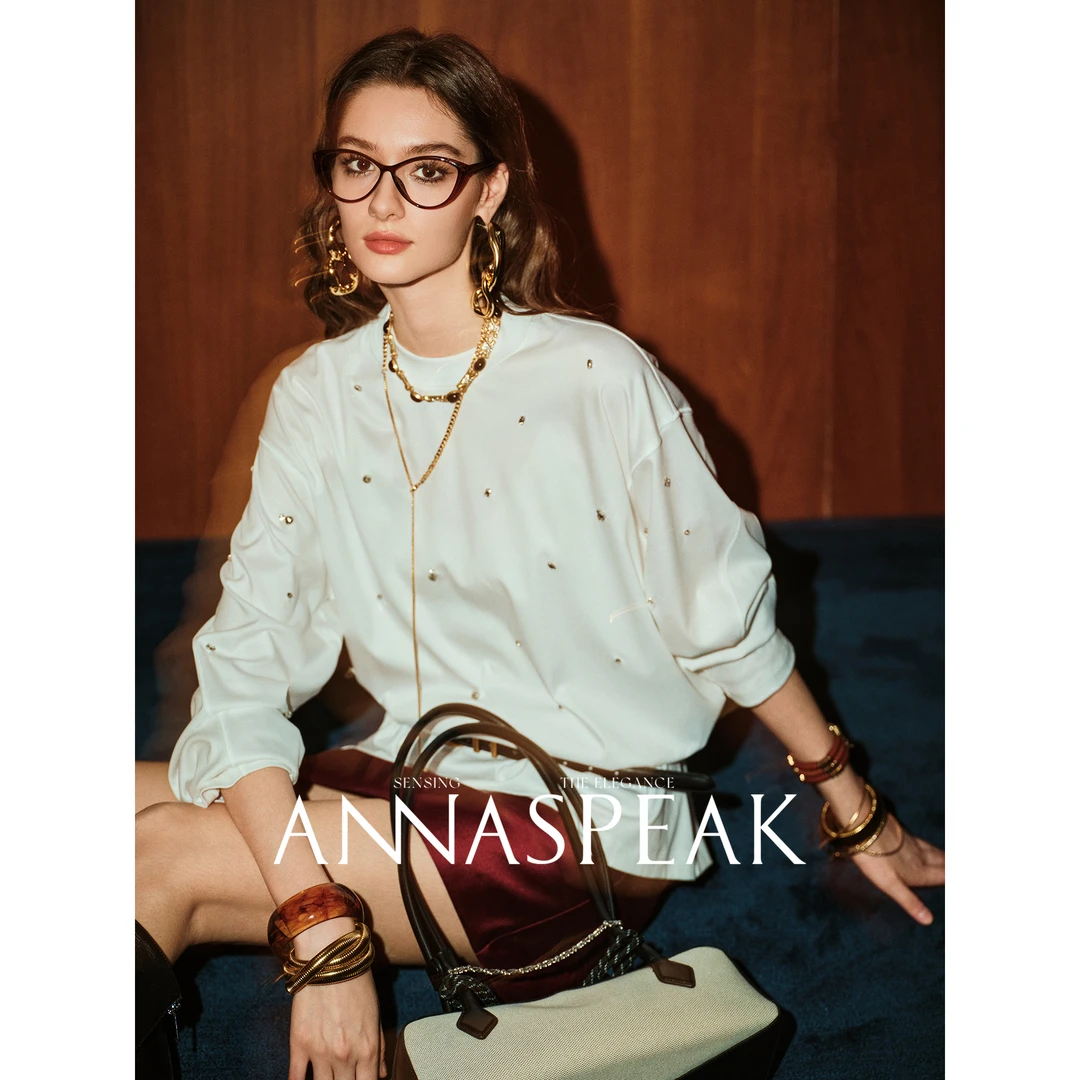 ANNASPEAK松弛感CleanFit百搭手工钉钻液氨棉/长绒棉长袖T恤女