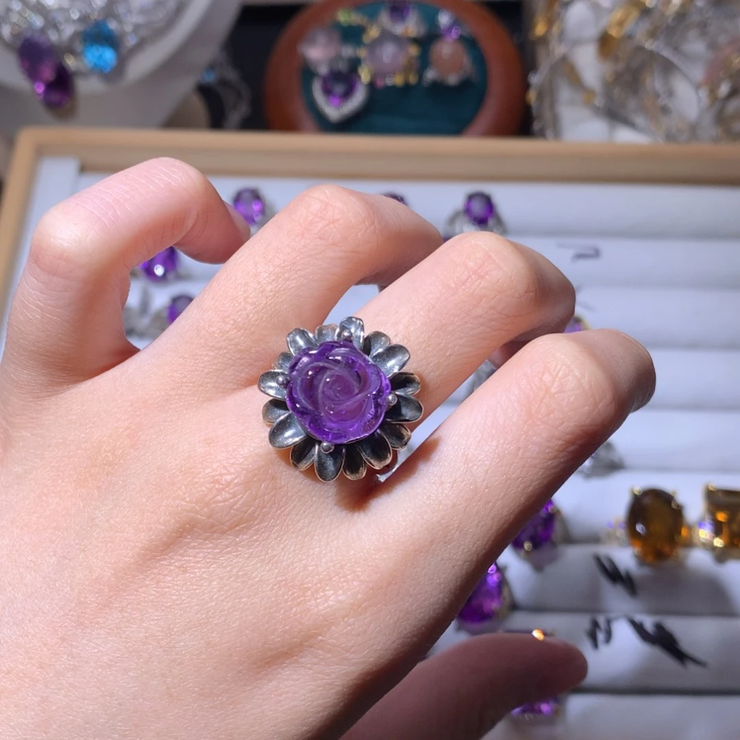 水晶戒指银S925镶嵌K***s戒指