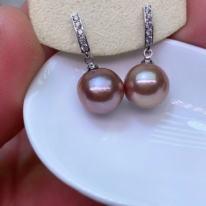 银S925镶嵌耳饰淡水珍珠