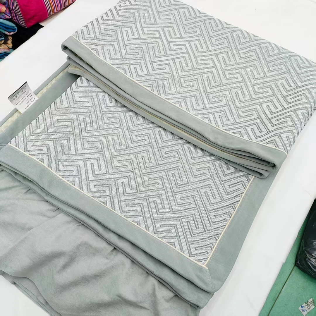 雪尼尔【沙发巾三件套】<迷宫格-灰>简约家用三条一套装高级防滑