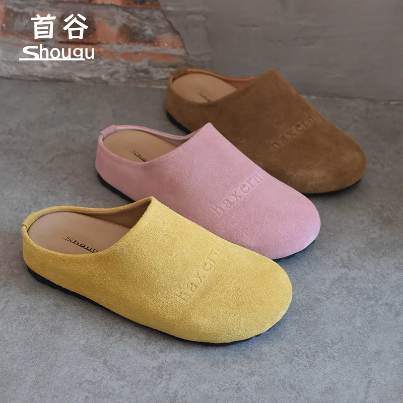shougu/首谷2025夏季新款法式包头勃肯半拖鞋女软底一脚蹬懒人拖