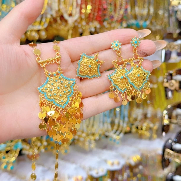 钛钢项链 中国风女饰品欧美风配饰彩色时尚首饰钛钢民族风蓝色