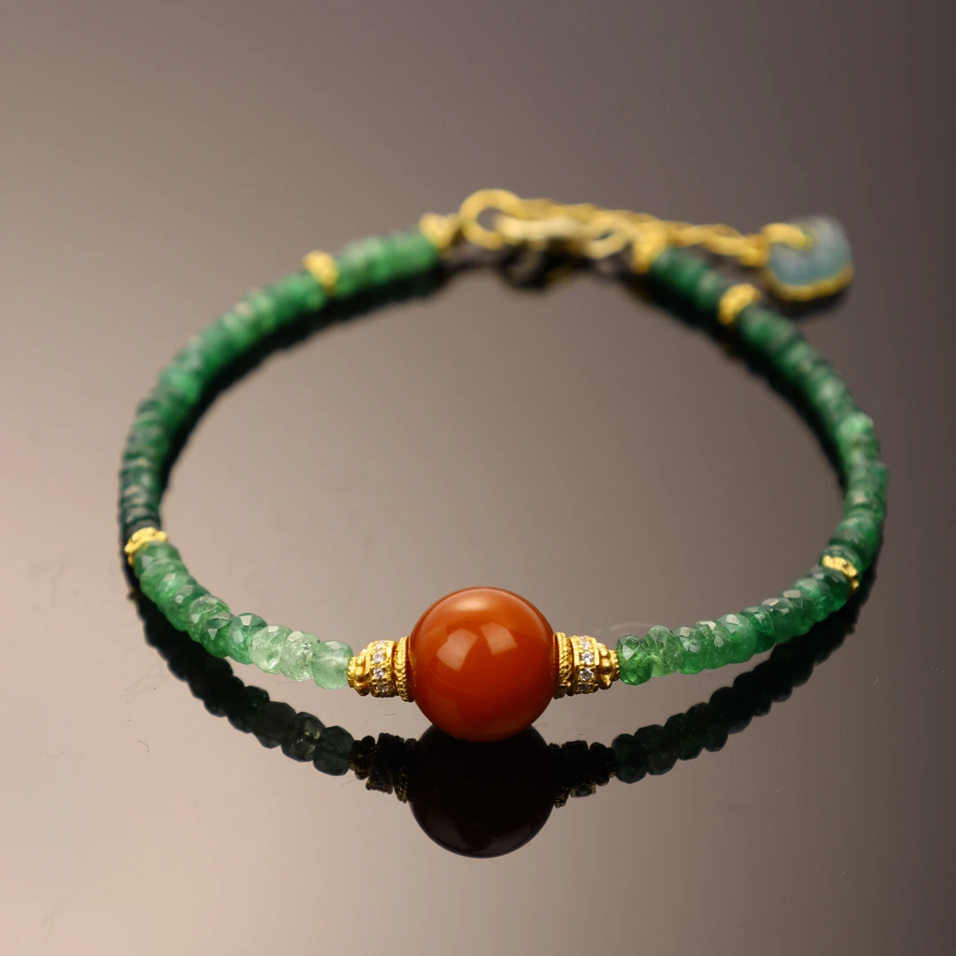 【心如珠宝精品店】沙弗莱老蜡枣珠手串XK02570