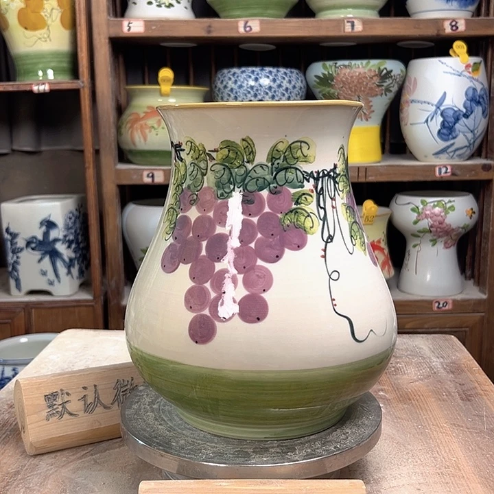 陶鱼尾高27葡萄油画徒弟陶瓷