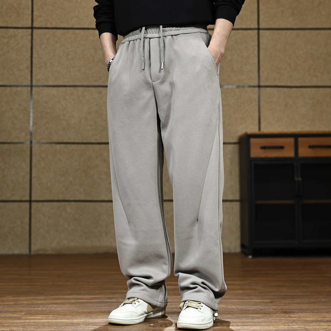 重磅宽松休闲裤男士2026秋冬新款阔腿直筒潮牌美式高街运动长裤子