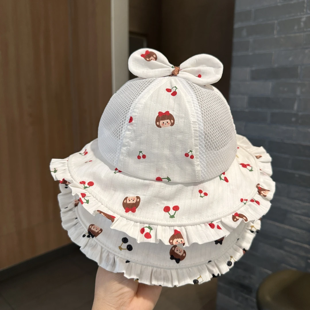 帽子公主宝宝遮阳帽渔夫帽薄款儿童夏季透气春夏新生儿太阳帽女宝