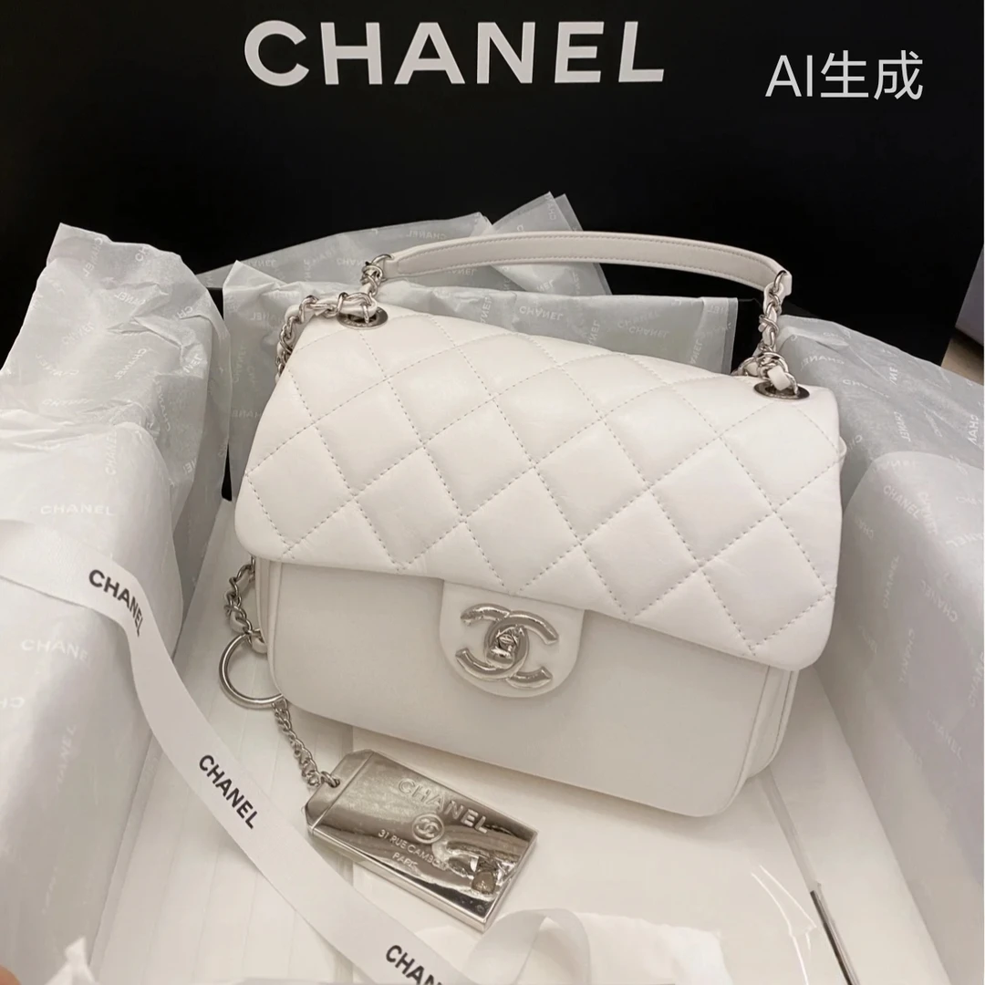 99新 Chanel/香奈儿 蔚蓝中古/白色银扣方胖子 29开