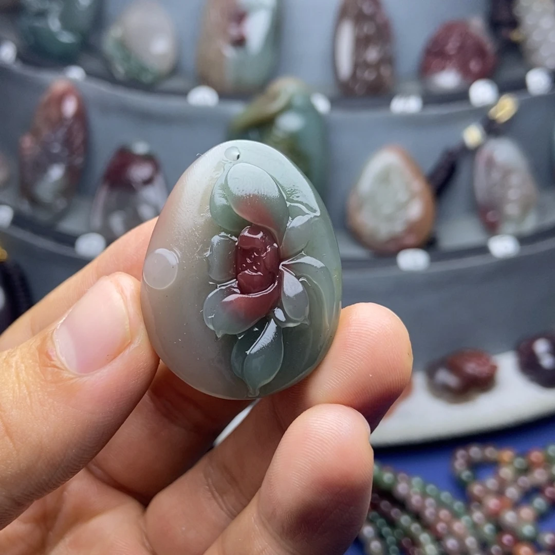 烧***菜玛瑙/玉髓未镶嵌颈饰