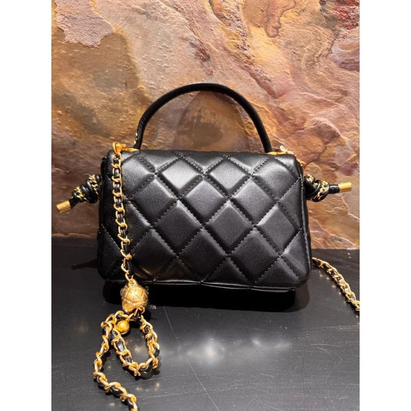 HIRMRIS手工真皮包19-551220-黑  手提链球