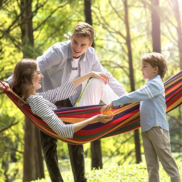 骆驼户外条纹吊床防侧翻耐磨易折叠收纳吊床成人高质量加厚秋千