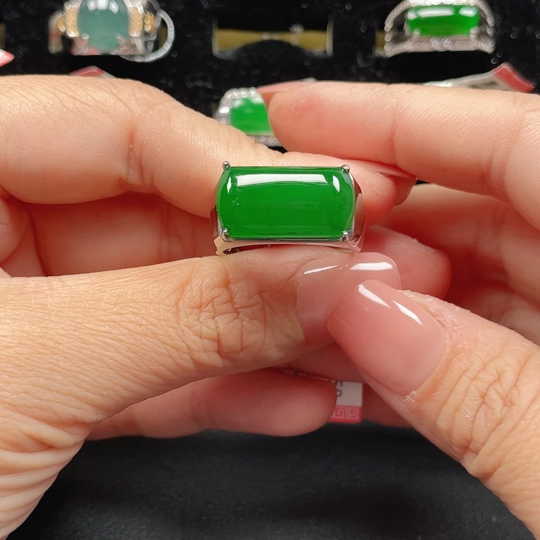 翡翠银S925镶嵌戒指包邮没运费险4150