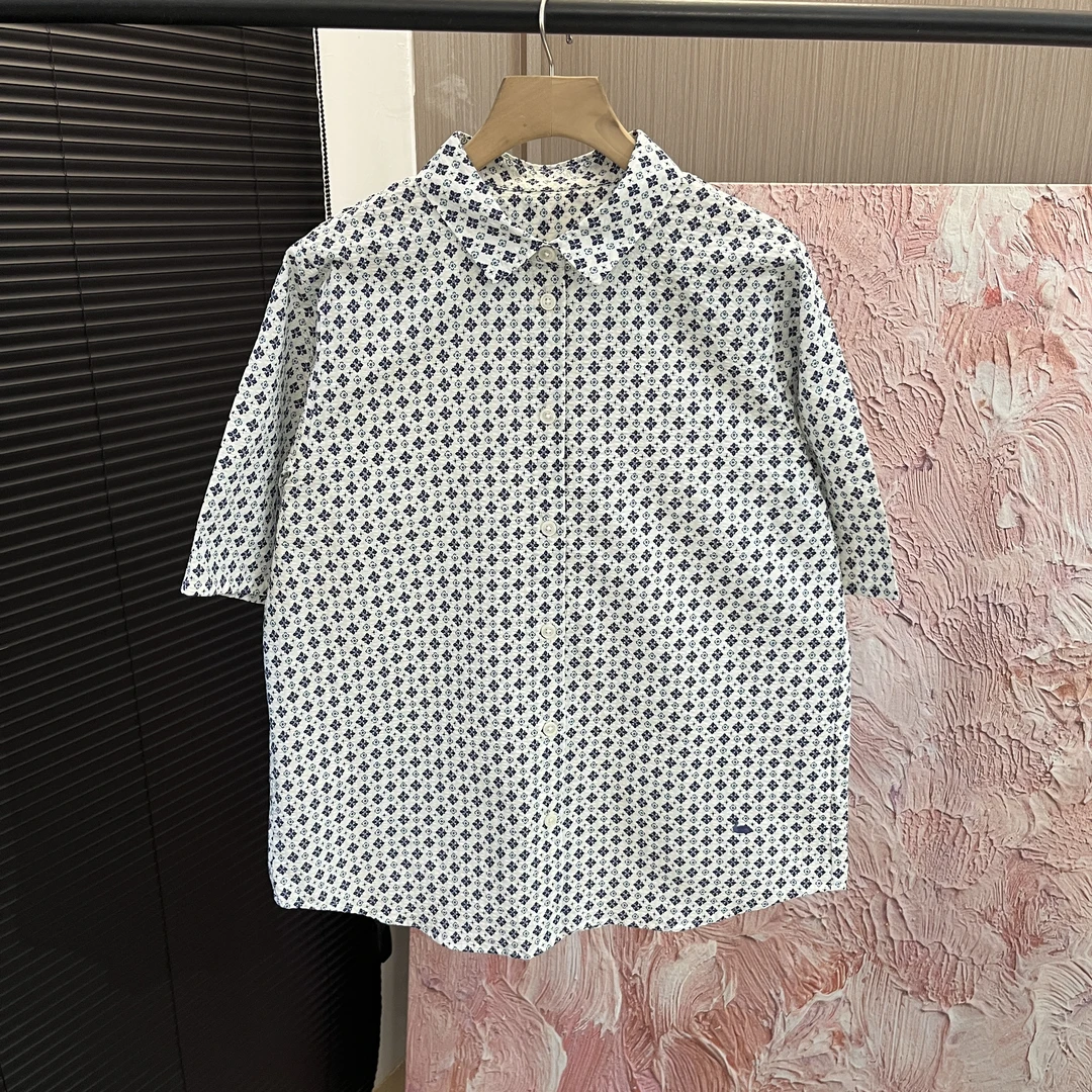品质「凹凸感印花舒适透气」短袖衬衫女E7607